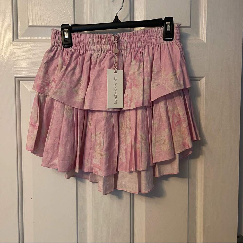 NWT LoveShackFancy Ruffle Mini Beach Skort - Size S - Blush Pink - BRAND NEW!